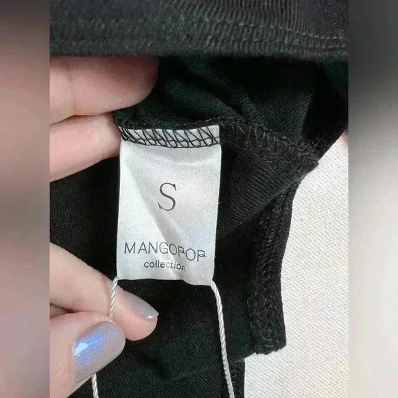 NEW Mango Pop mock neck long sleeve bodysuit size small black cut out chest - Picture 7 of 9